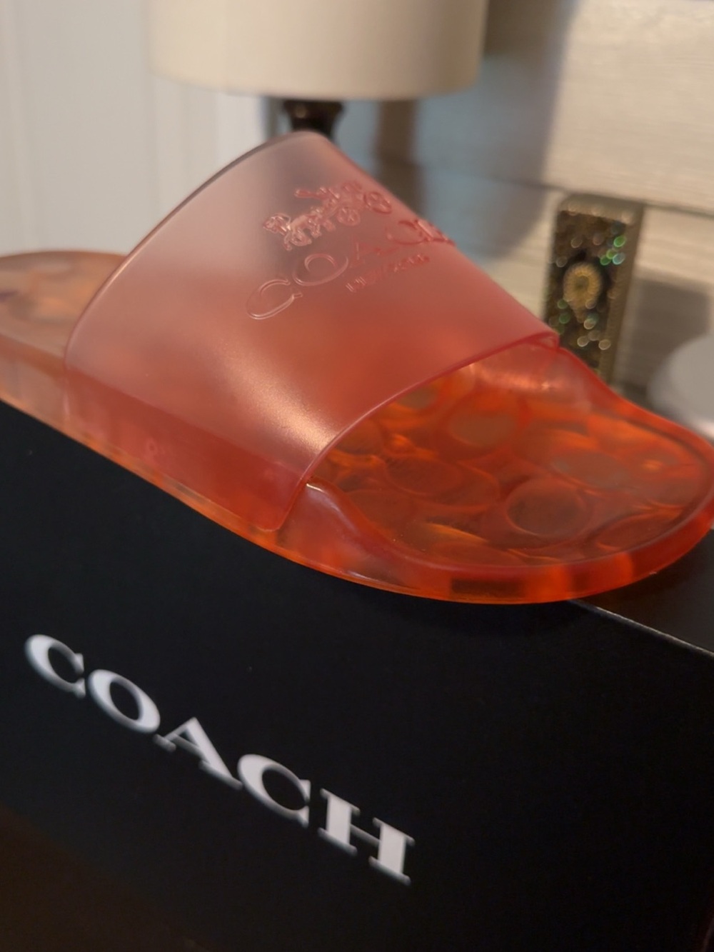 Coach Translucent Tangerine Slide Sandal